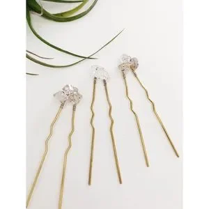 ONLY ONE SET AVAILABLE: Herkimer Diamond Hair Pins Herkimer Diamond Hair Pin – MarMar Jewels Boutique main image 4
